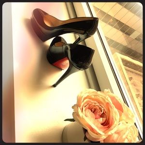 Louboutin Bianca 120 black patent platform pumps